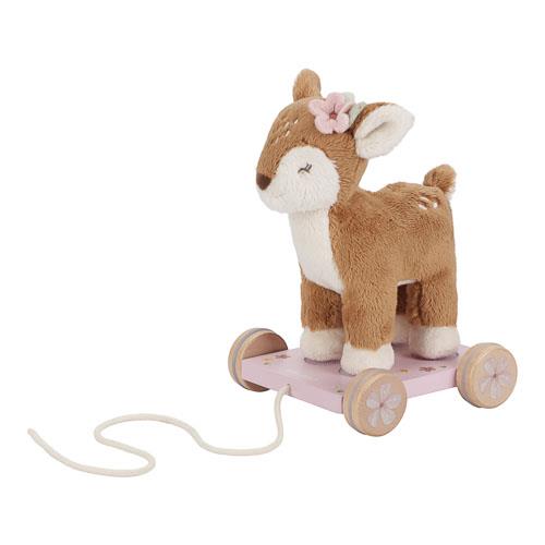 Little Dutch Fairy Garden pull along deer on a pink wooden cart
