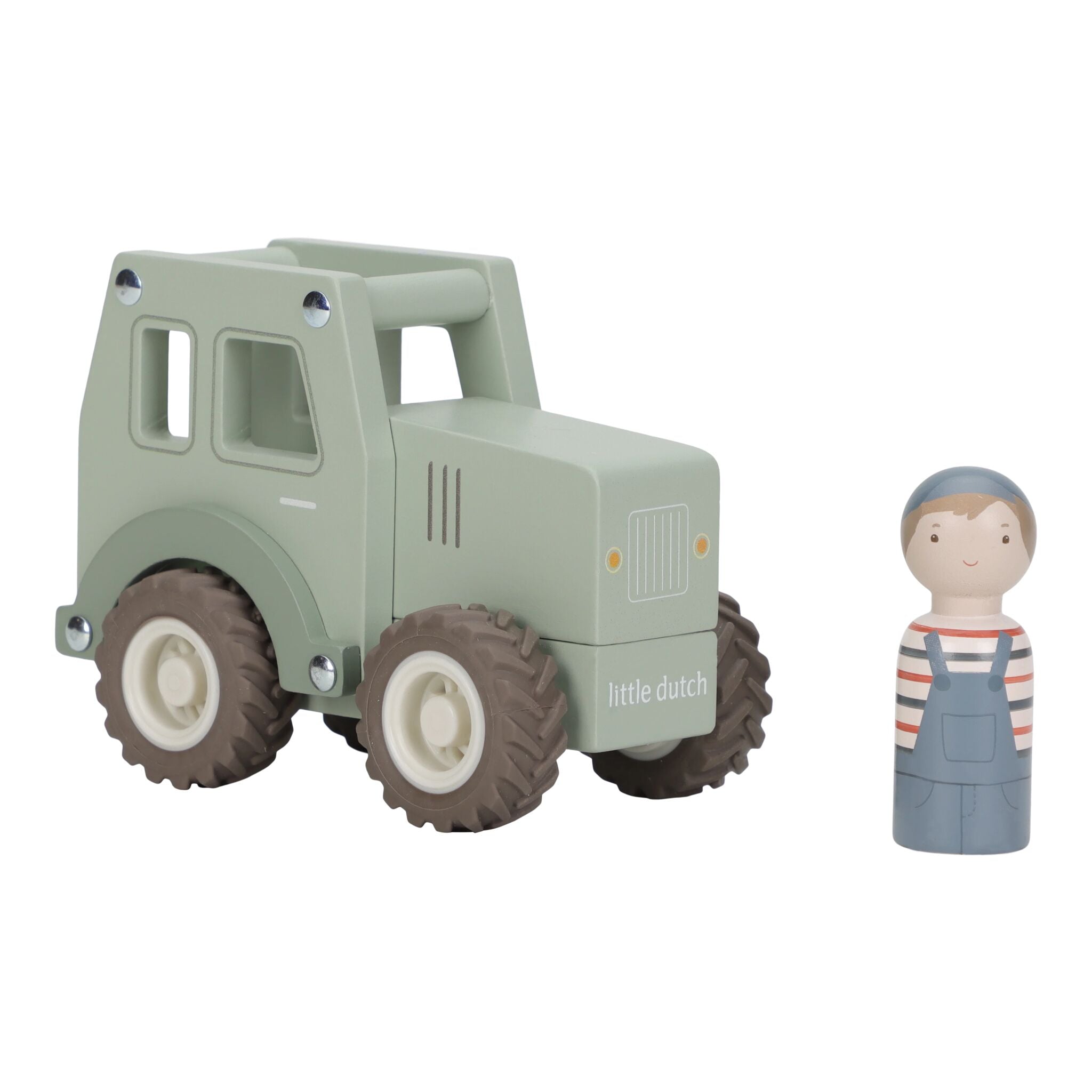 Little Dutch Wooden Tractor green with farmer figure