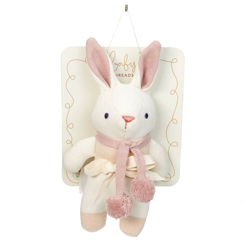 ThreadBear Baby Threads cream bunny organic rattle, 22cm soft baby toy