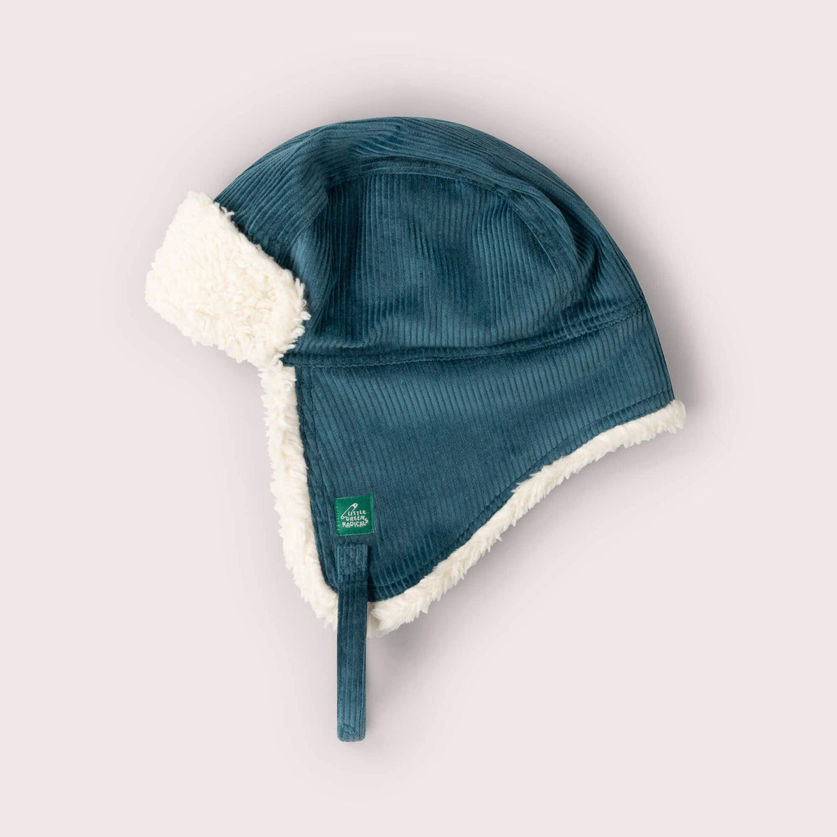 Little Green Radicals blue sherpa fleece cosy hat, organic kids' hat