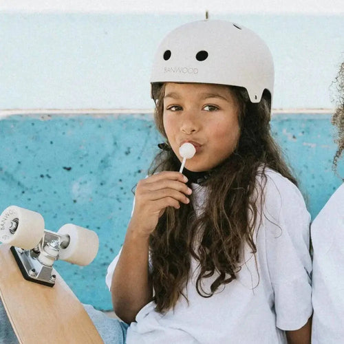 Banwood white kids' bike helmet, 50-54cm adjustable children's helmet
