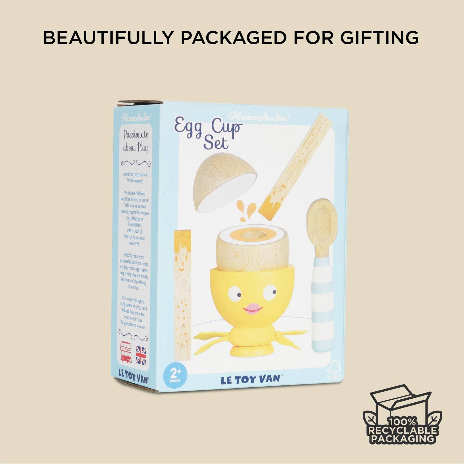 Le Toy Van wooden egg cup and soldiers, kids' breakfast play set