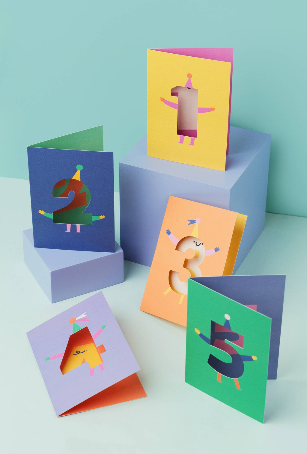 Age 2 cute character die cut birthday card for kids, Rumble Cards