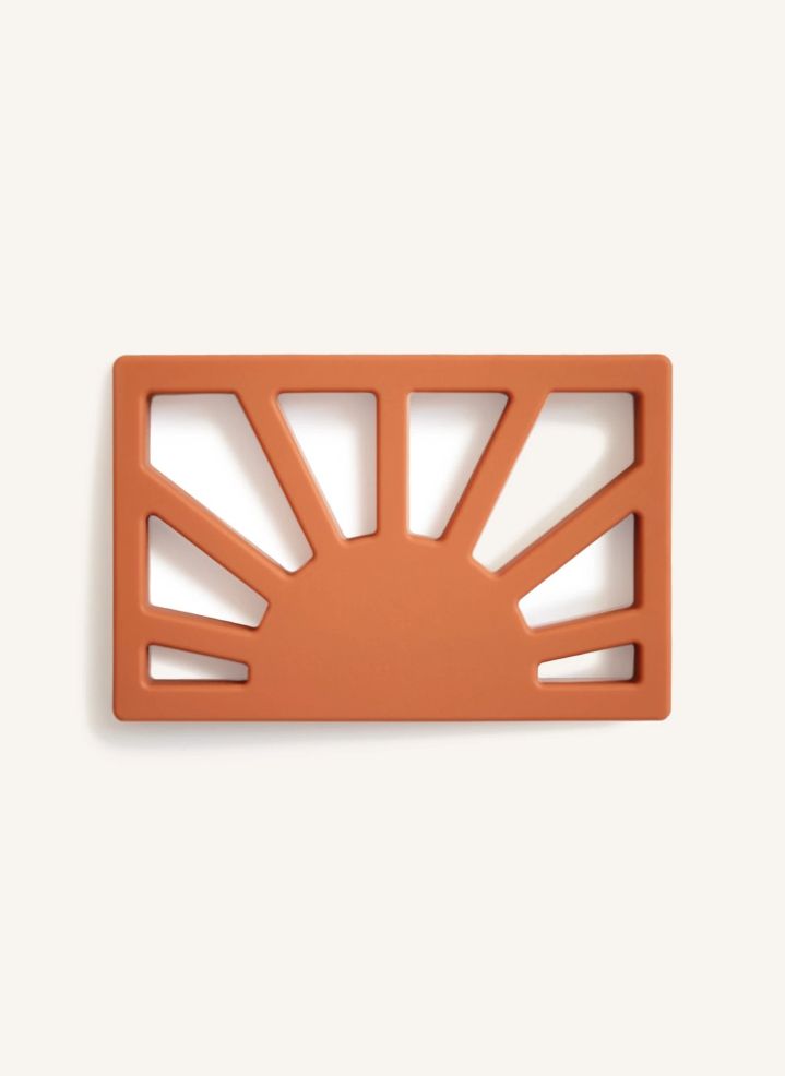 Sun teether in clay, silicone baby teething toy, Mushie