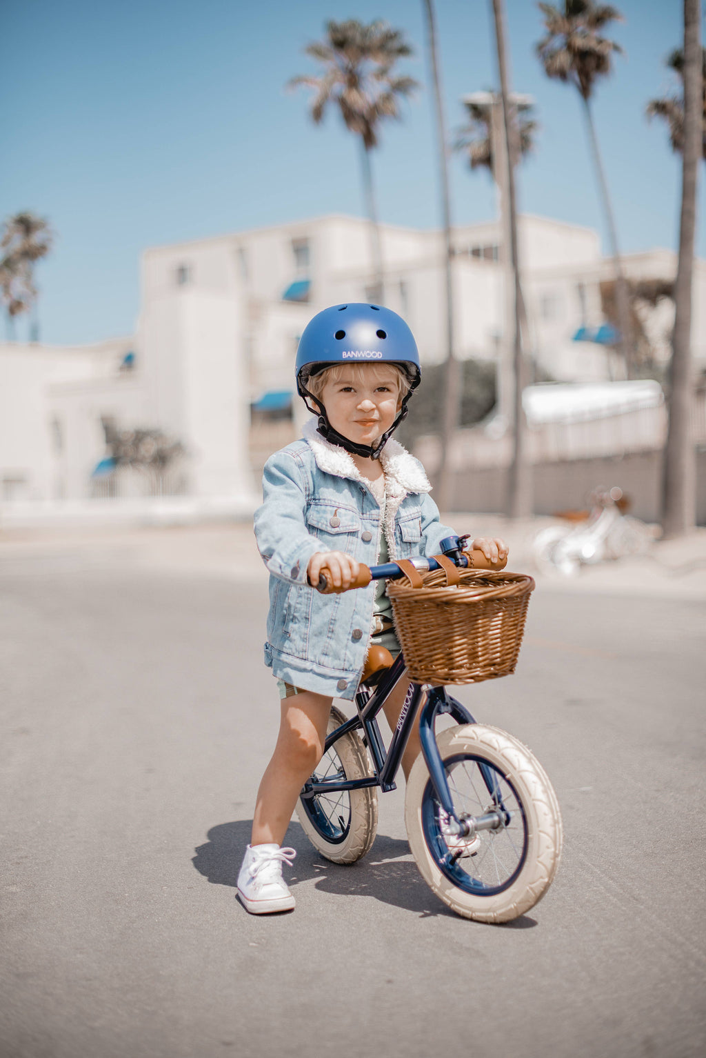 Banwood First Go vintage navy balance bike, wooden no-pedal kids' bike