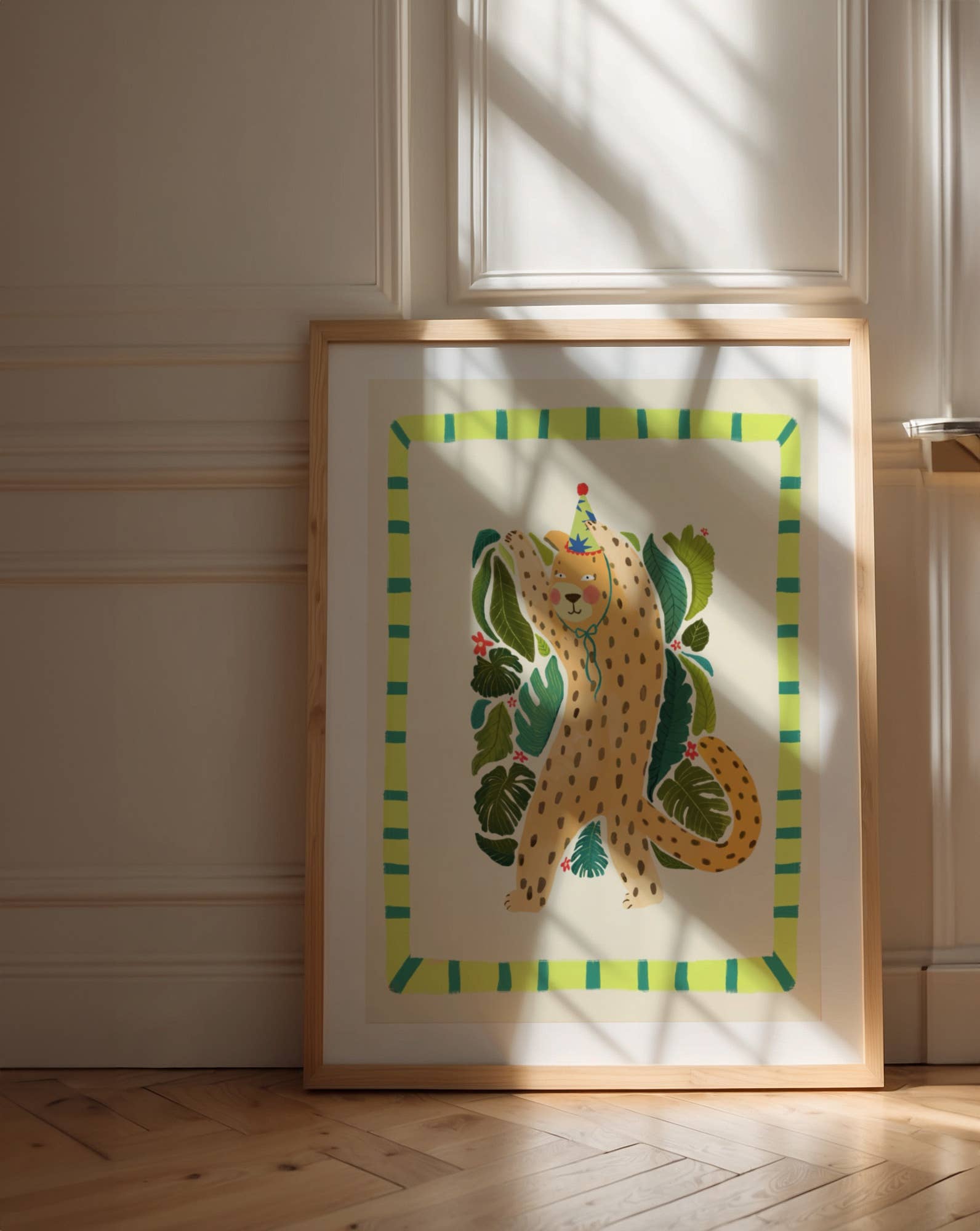 Larry Leopard , Kids Art Print, Colourful Art, Fun Art 