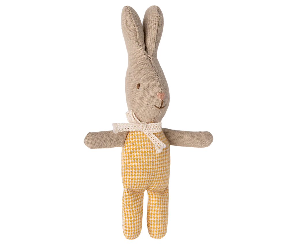 Maileg My Rabbit in yellow check, soft toy bunny for children