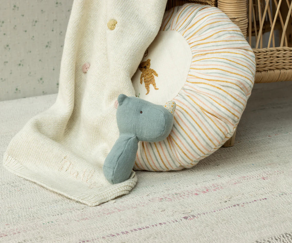 Maileg Lullaby friends, Rhino rattle - Dusty blue