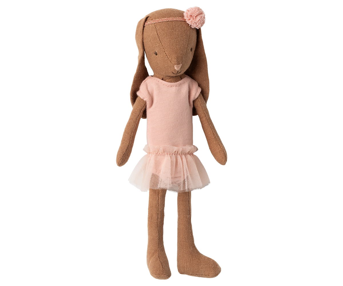 Maileg Bunny, Size 1 - Chocolate brown - Ballet suit and skirt rose