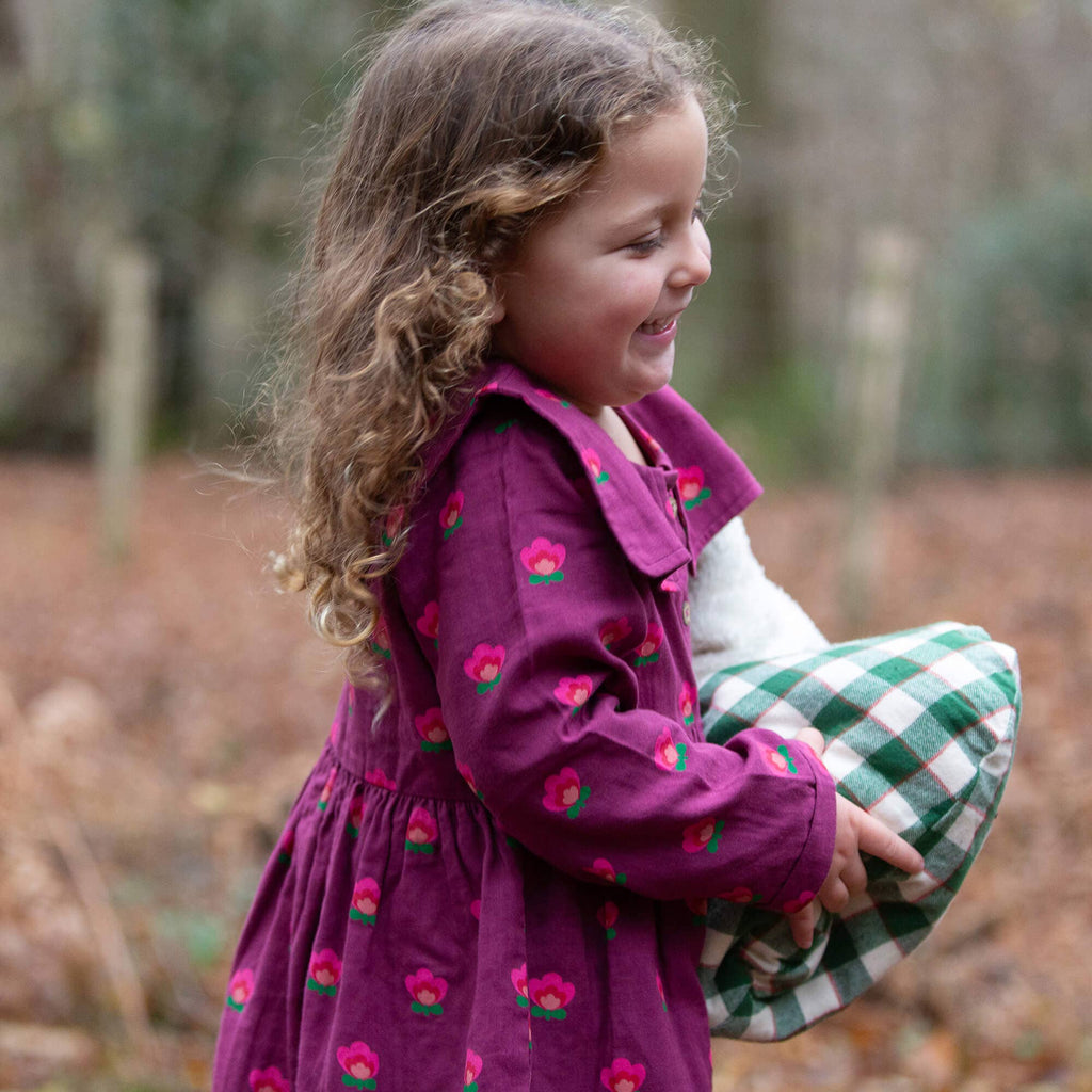 Little Green Radicals pink flowers sailor dress, organic girls' dress