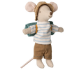 Maileg hiker mouse big brother in stripes, soft toy mouse for children