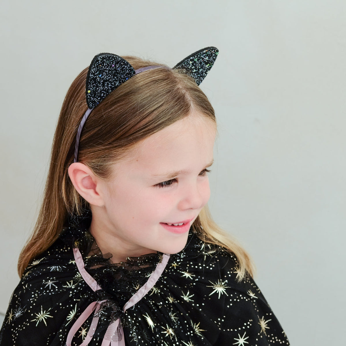Mimi & Lula black glitter cat ears alice band for kids' Halloween dress-up – image 5