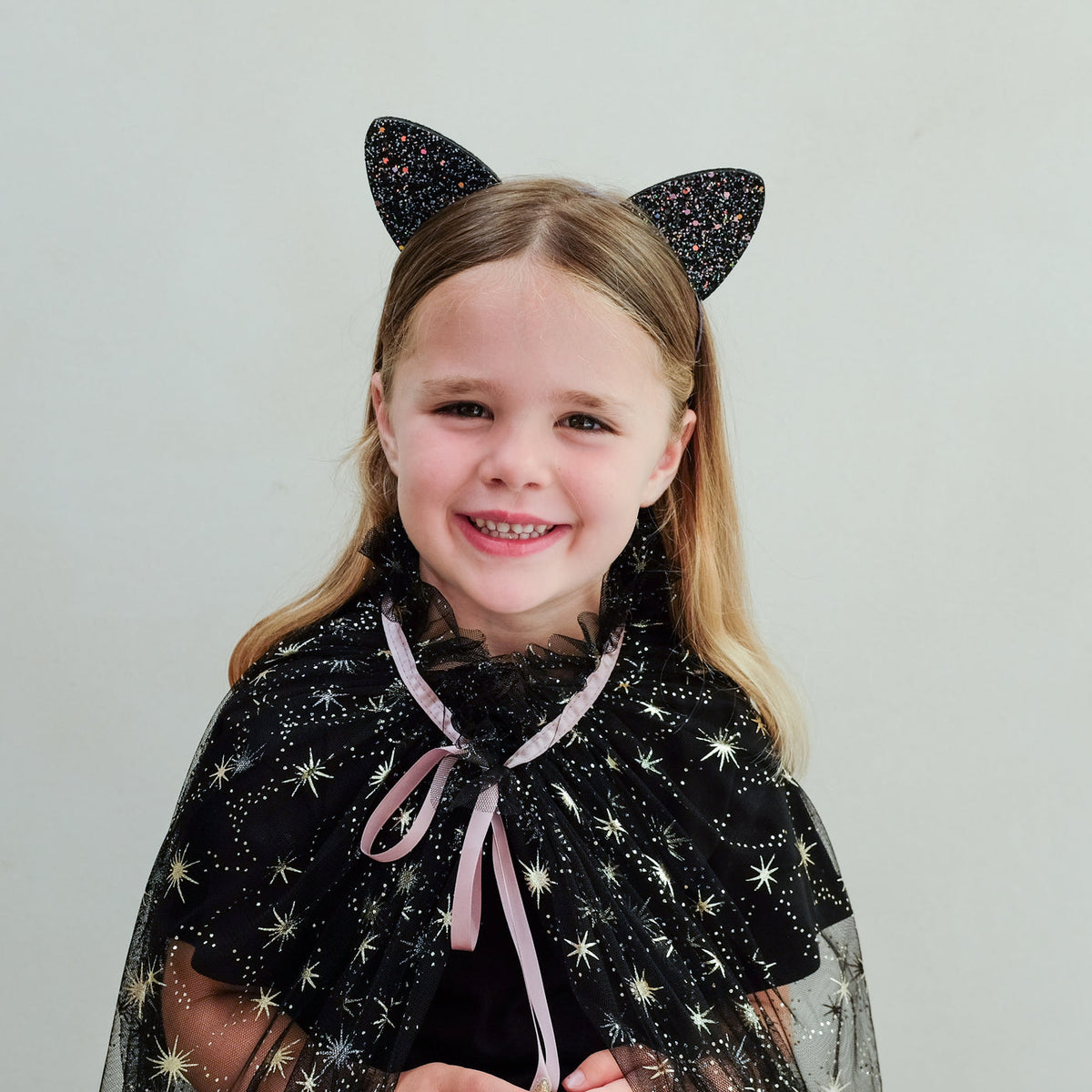 Mimi & Lula black glitter cat ears alice band for kids' Halloween dress-up – image 2