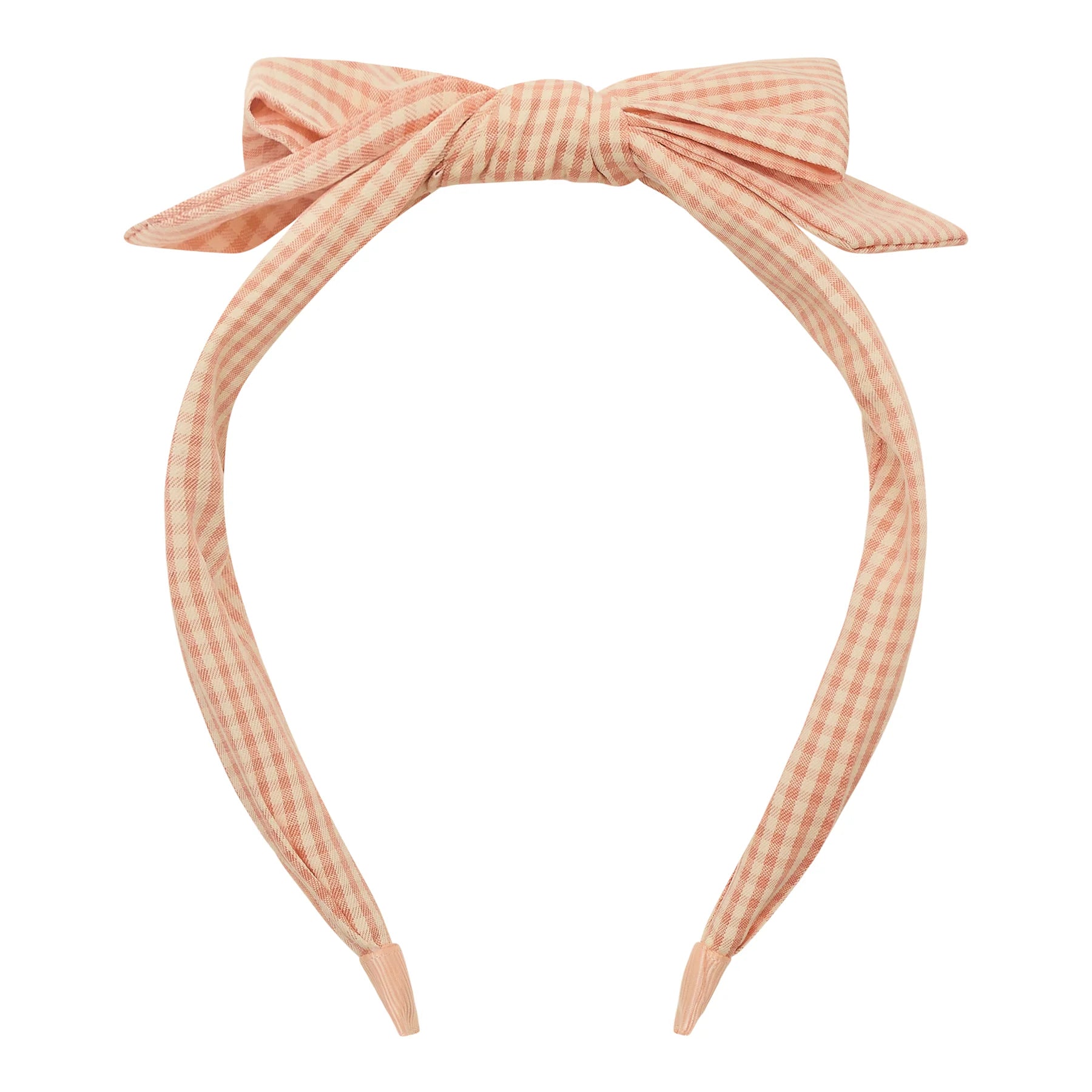 Peach gingham Edie bow Alice headband for kids, Mimi and Lula