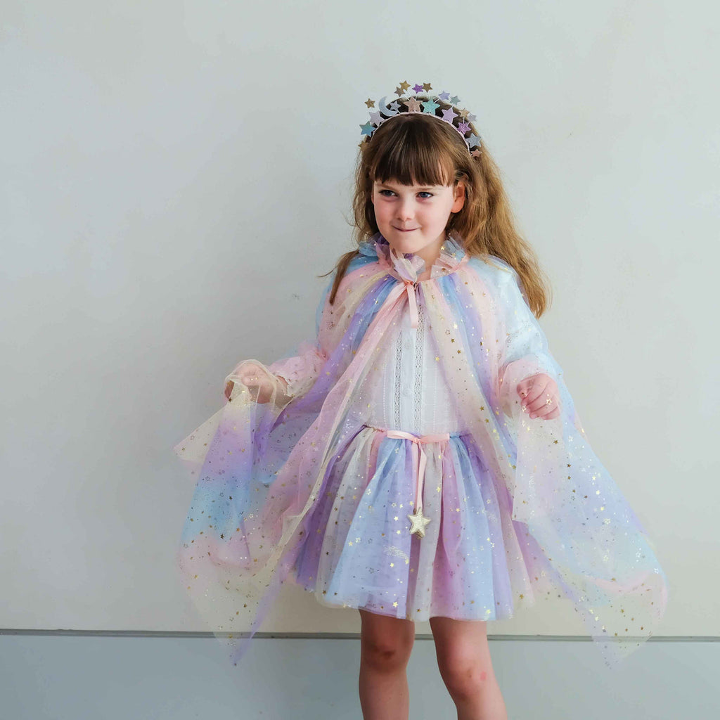 Mimi & Lula Shooting Star Ombre Cape gold star detail