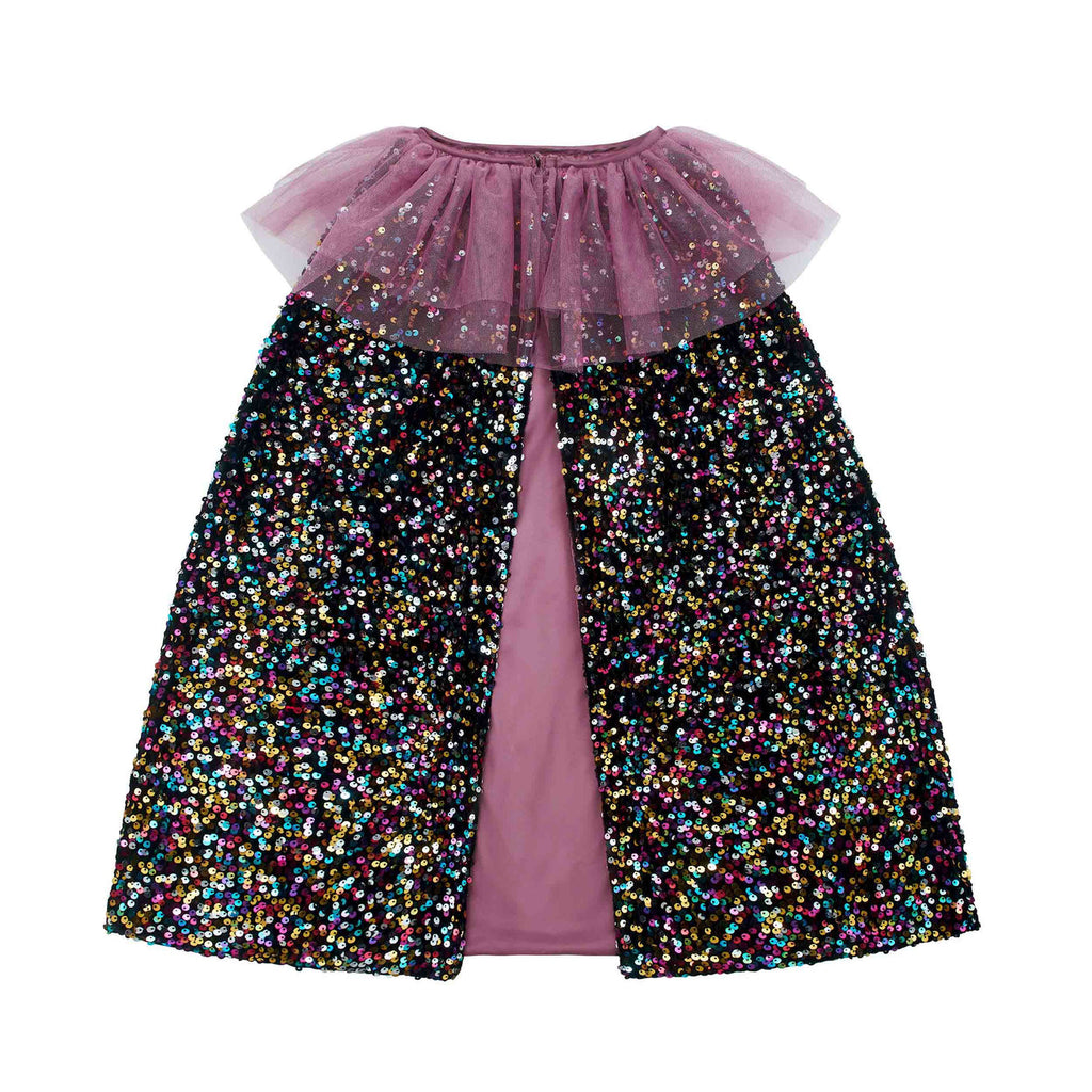 Mimi & Lula Ruffle dazzle multicoloured sequin cape for kids