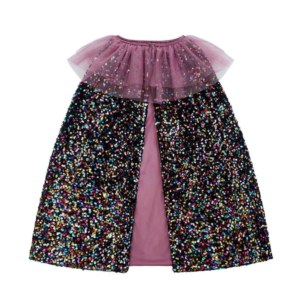 Mimi & Lula Ruffle dazzle multicoloured sequin cape for kids