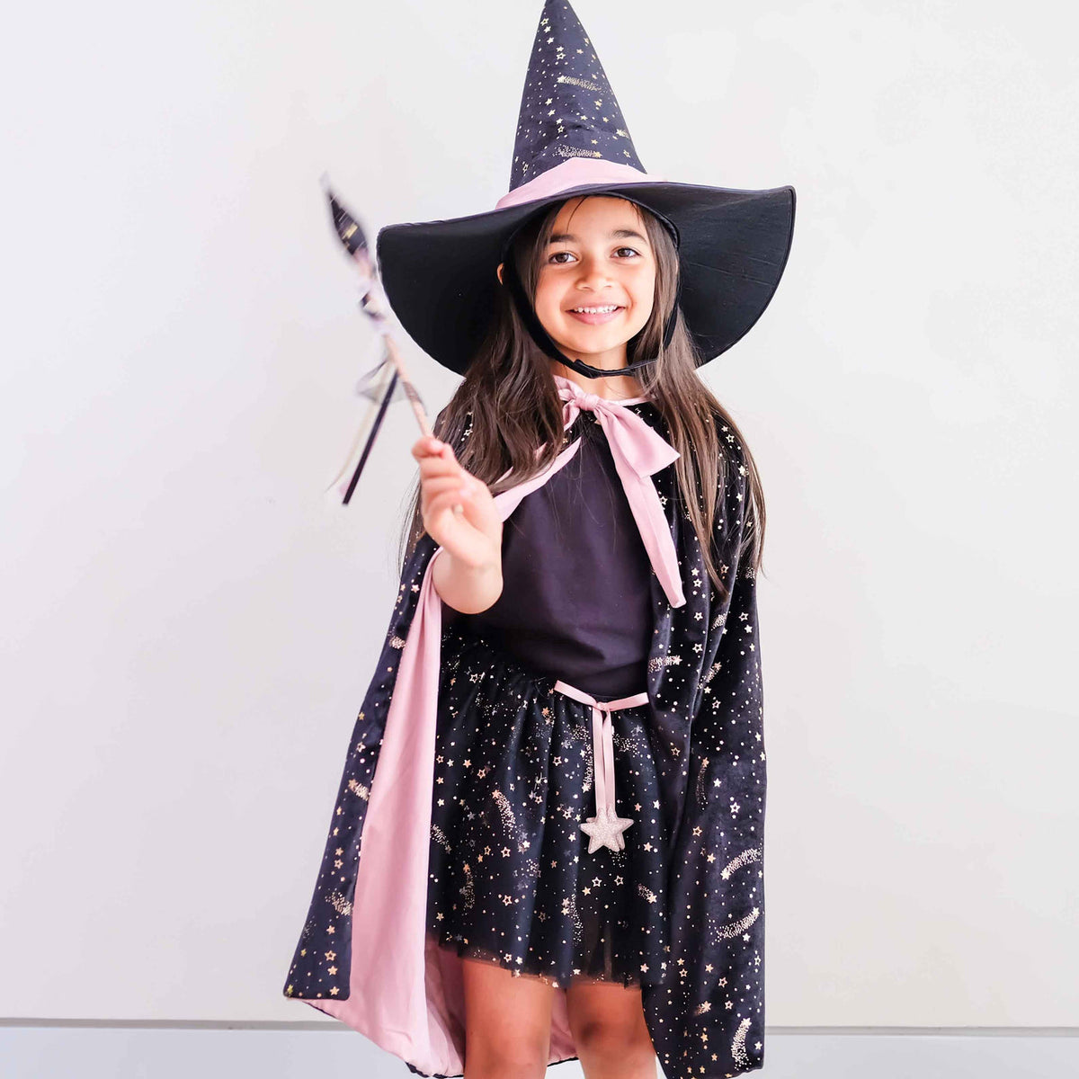 Mimi & Lula Ethel black velvet witch hat with pink bow for kids – image 5