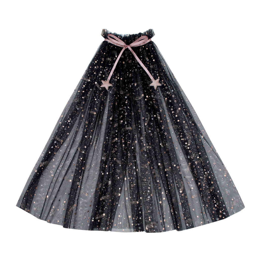 Mimi & Lula Ethel black star tulle witch cape for kids' Halloween costume