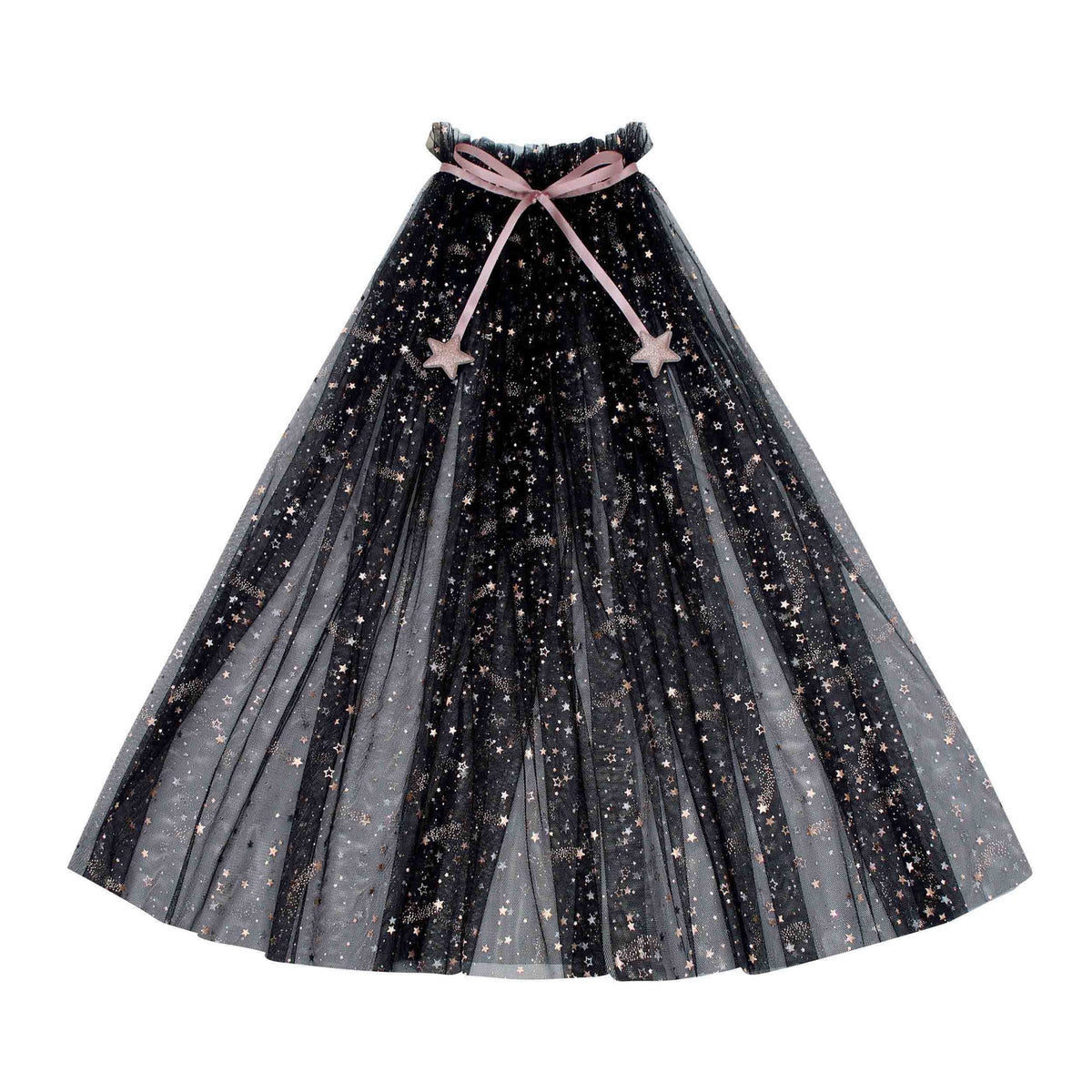 Mimi & Lula Ethel black star tulle witch cape for kids' Halloween costume