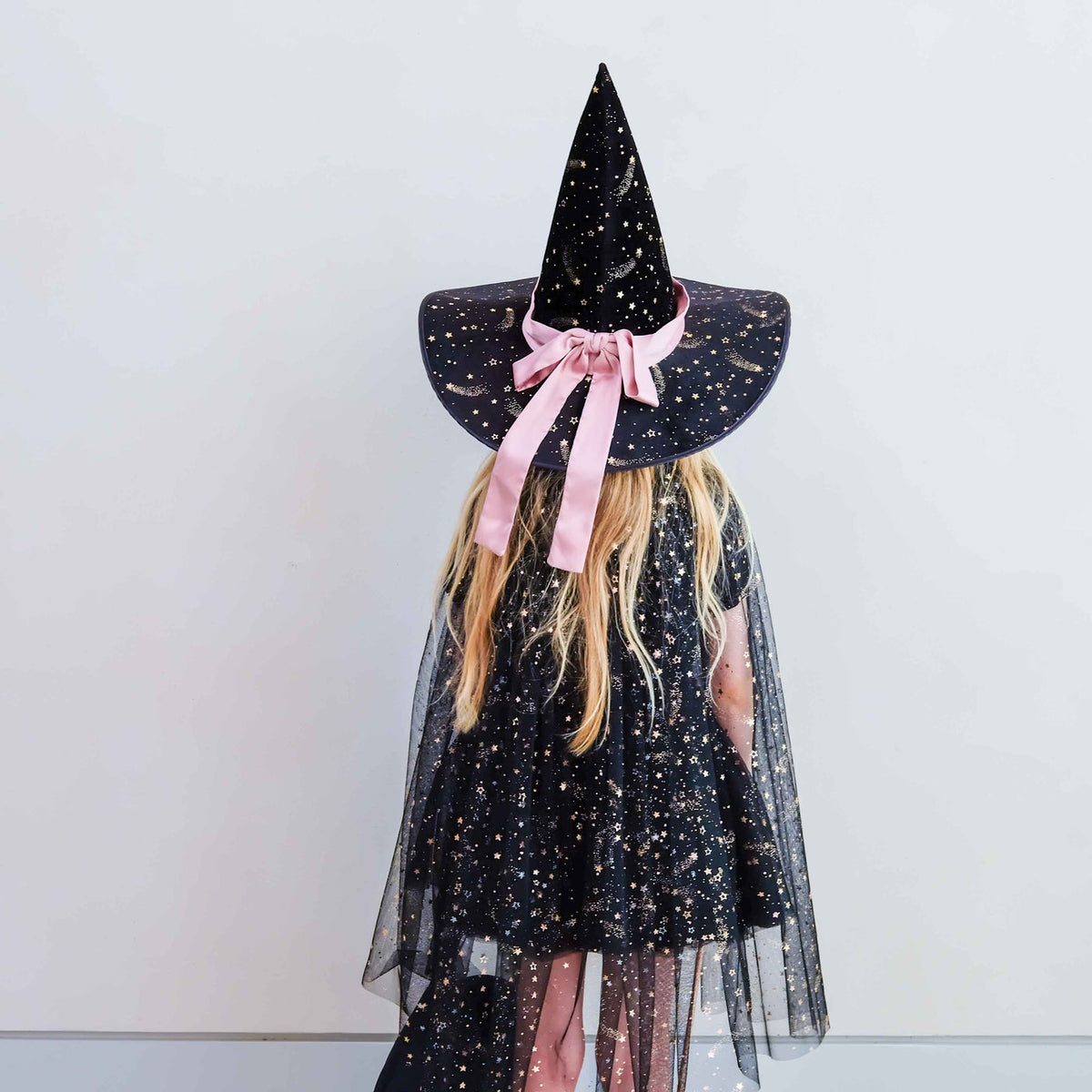 Mimi & Lula Ethel black star tulle witch cape for kids' Halloween costume – image 3