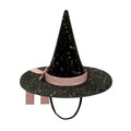 Mimi & Lula Ethel black velvet witch hat with pink bow for kids