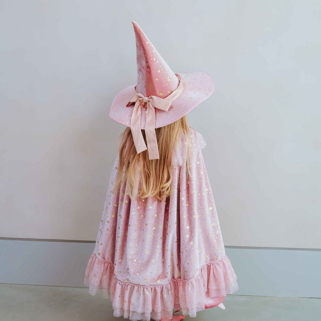 Mimi & Lula Elspeth pink velvet witch hat with gold bow for kids – image 5