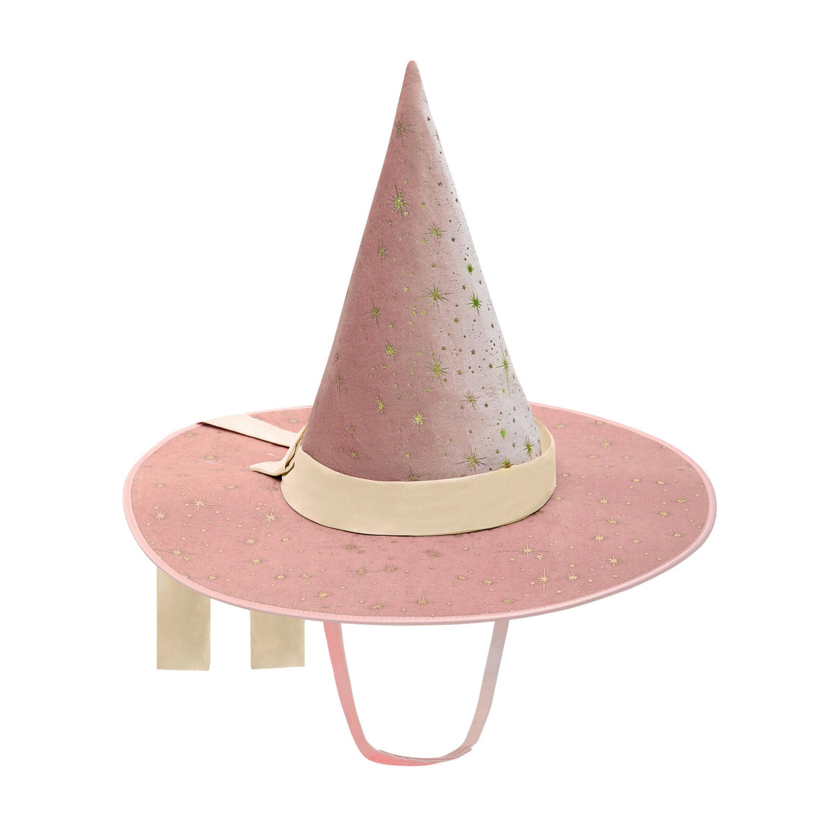Mimi & Lula Elspeth pink velvet witch hat with gold bow for kids