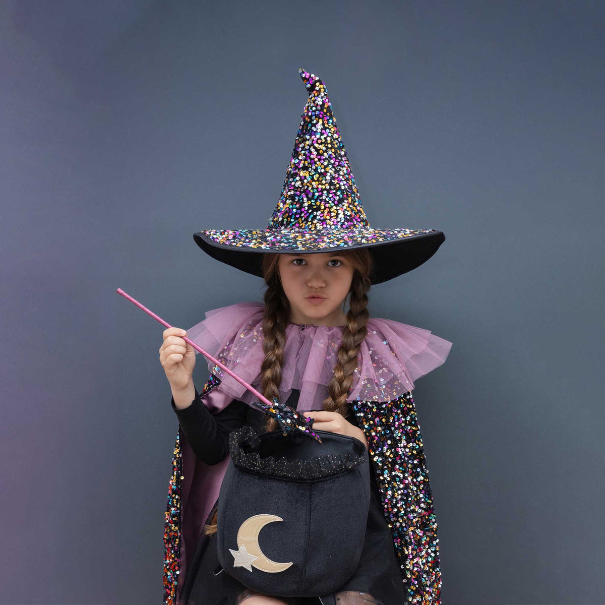 Mimi & Lula Ruffle dazzle multicoloured sequin cape for kids – image 2