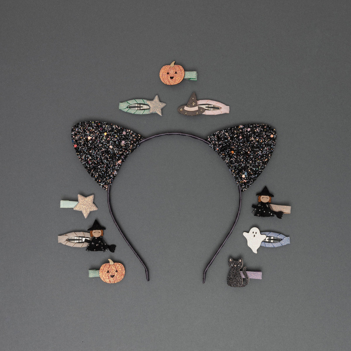 Mimi & Lula black glitter cat ears alice band for kids' Halloween dress-up – image 3