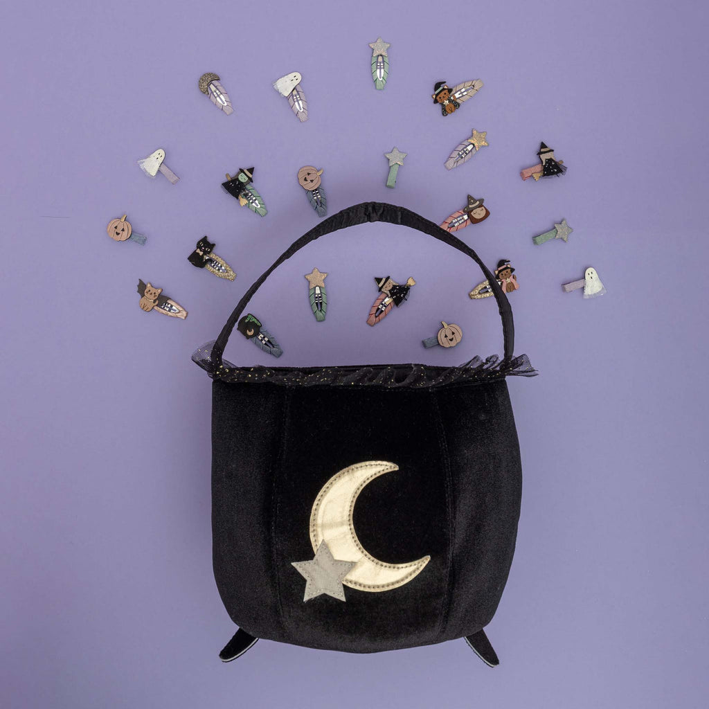 Mimi & Lula black velvet cauldron trick or treat bag for kids – image 5