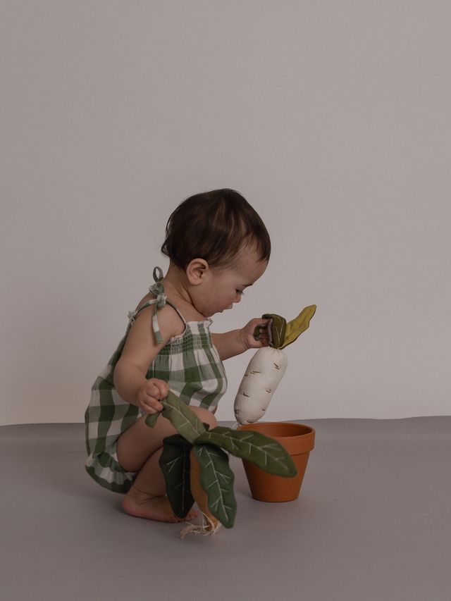 Organic Zoo Dill Gingham Spaghetti Bodysuit