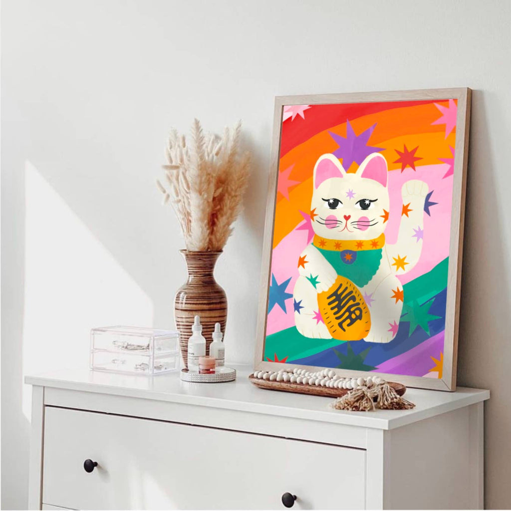 Lucky Rainbow Cat,  Children’s Room, Bright and Colourful,
