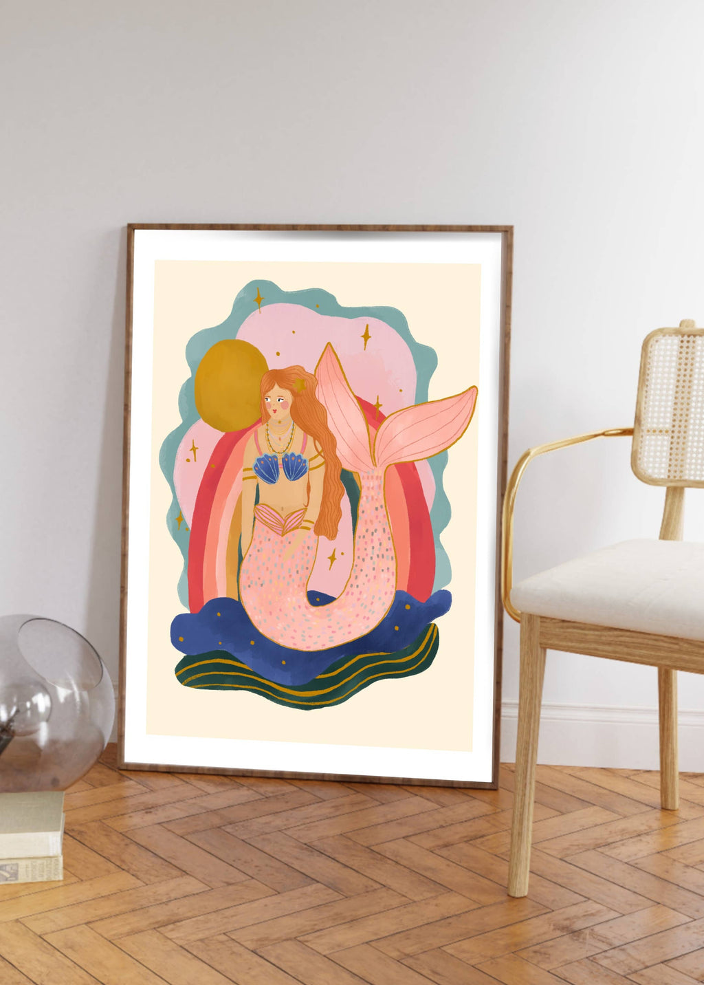 Mermaid Art Print, Children’s Room, Bright and Colourful,