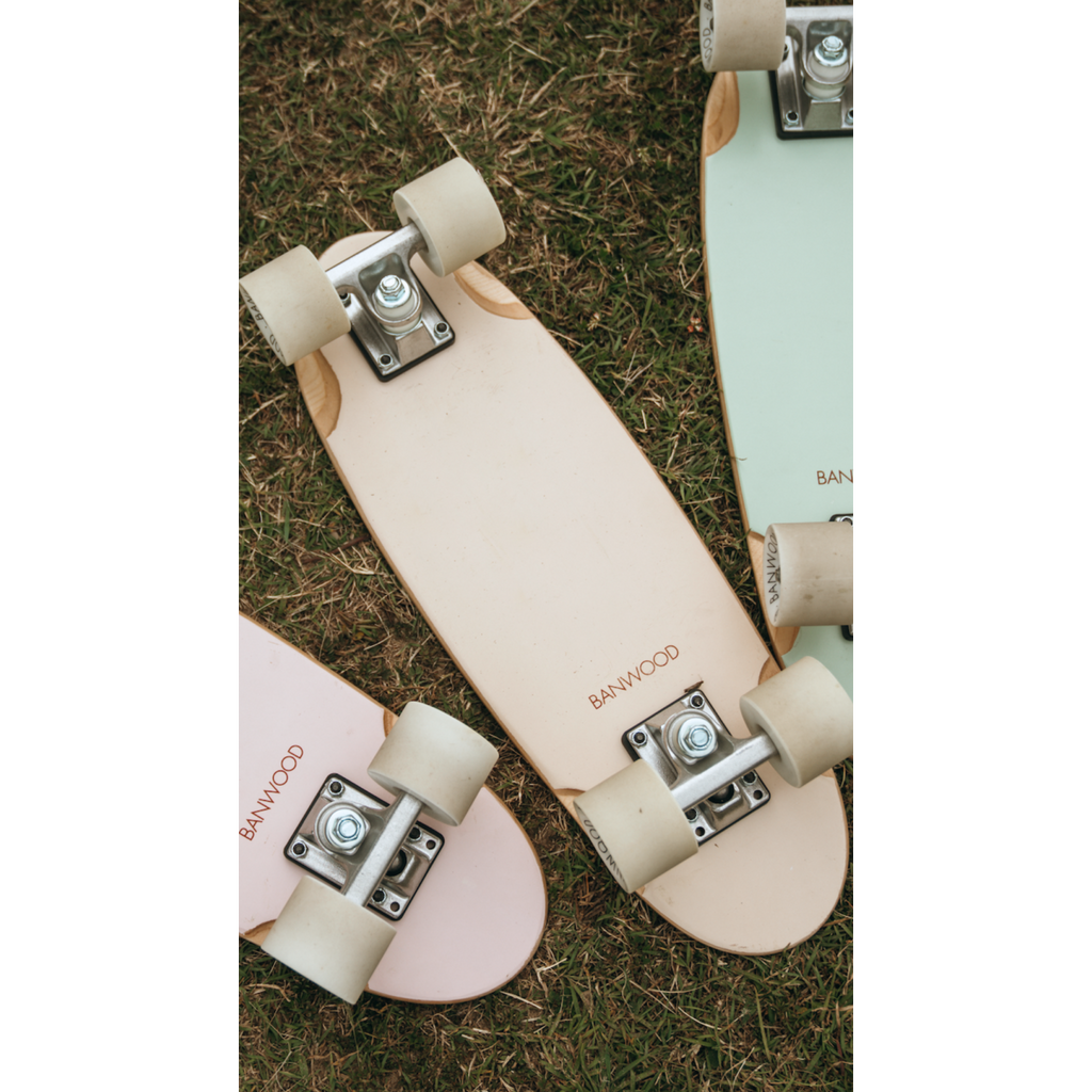 Banwood cream kids' skateboard, wooden cruiser deck for children