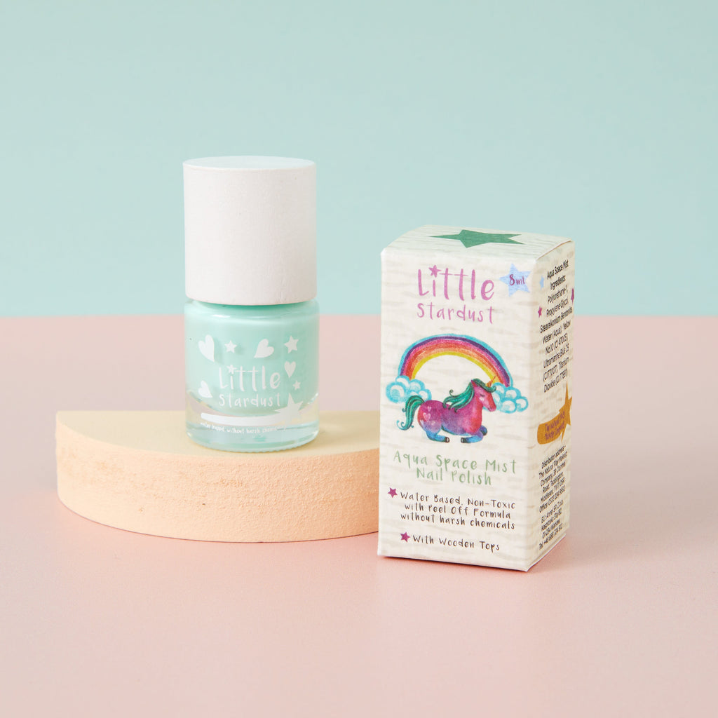 Turquoise Little Stardust nail polish painted on children's nails