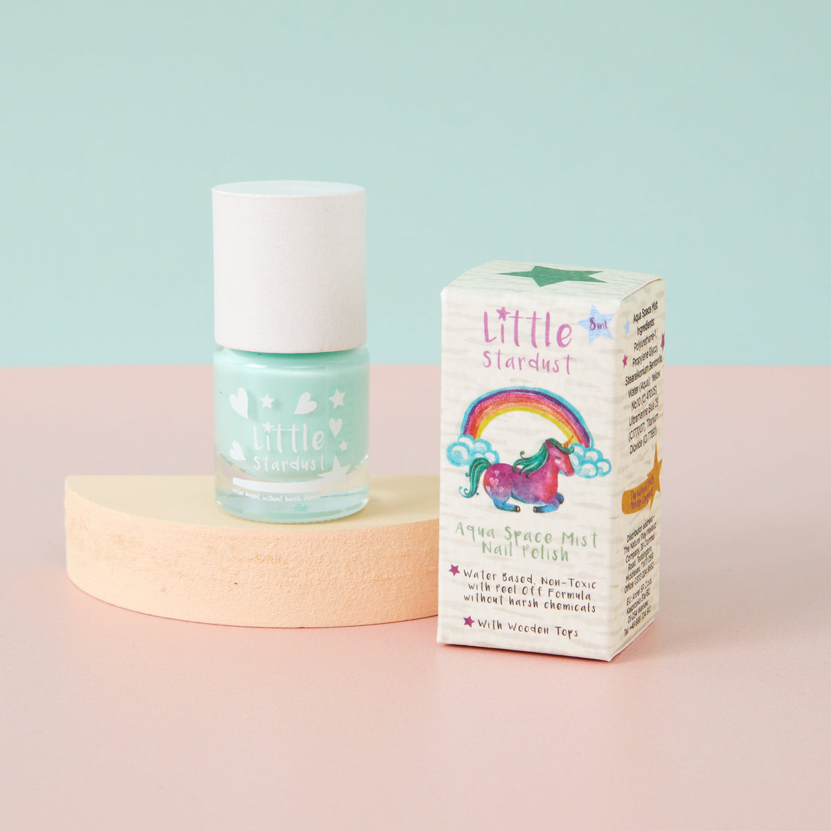 Turquoise Little Stardust nail polish painted on children's nails