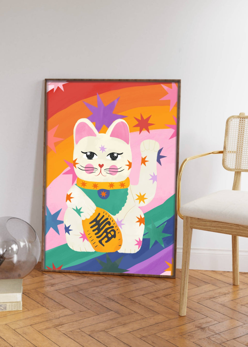 Lucky Rainbow Cat,  Children’s Room, Bright and Colourful,