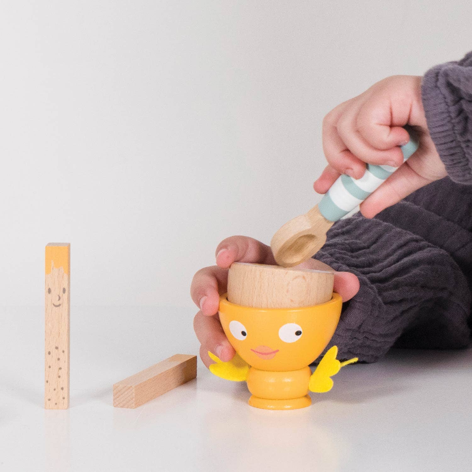 Le Toy Van wooden egg cup and soldiers, kids' breakfast play set