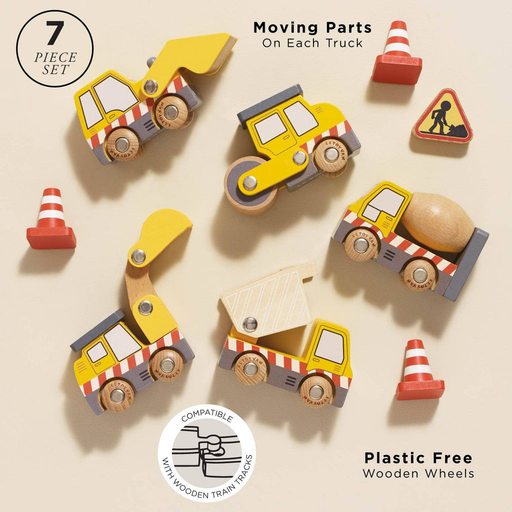 Le Toy Van construction cars, trucks and diggers, kids' wooden play set