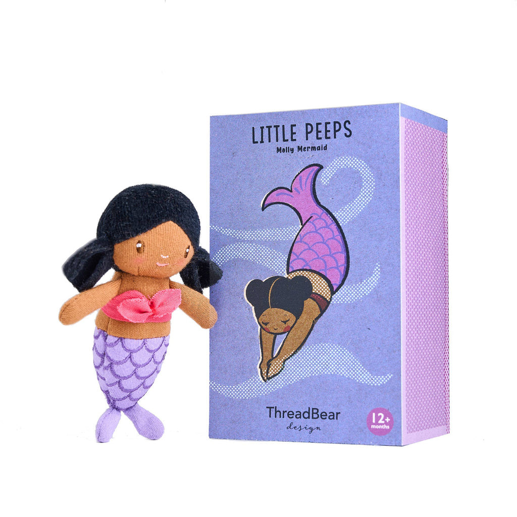 ThreadBear Little Peeps Molly Mermaid 12cm matchbox doll, kids' soft toy