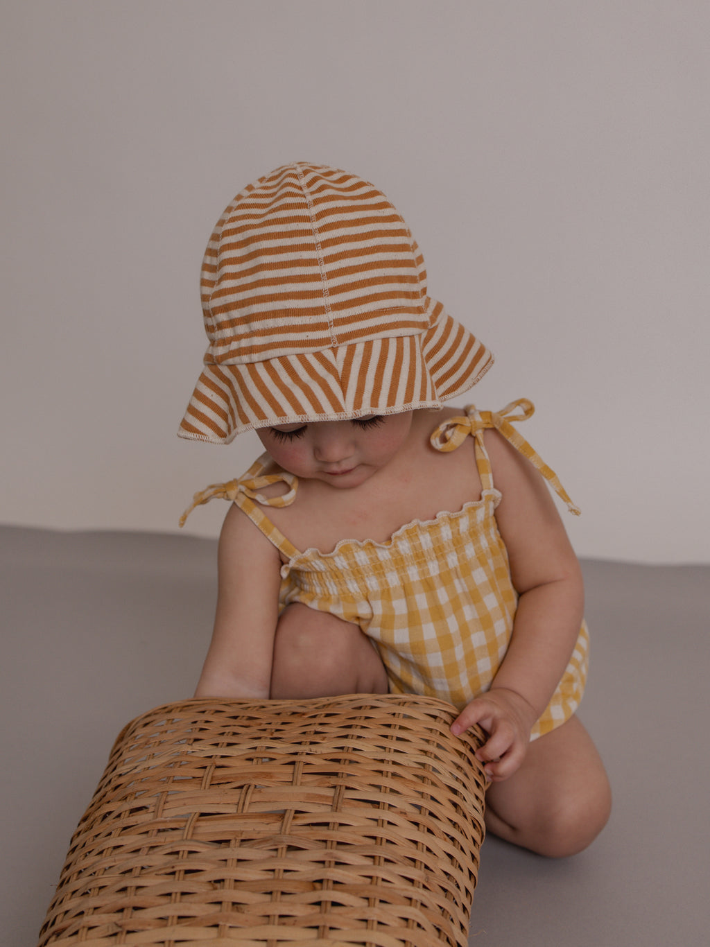 Baby honeycomb gingham spaghetti bodysuit, organic cotton, Organic Zoo