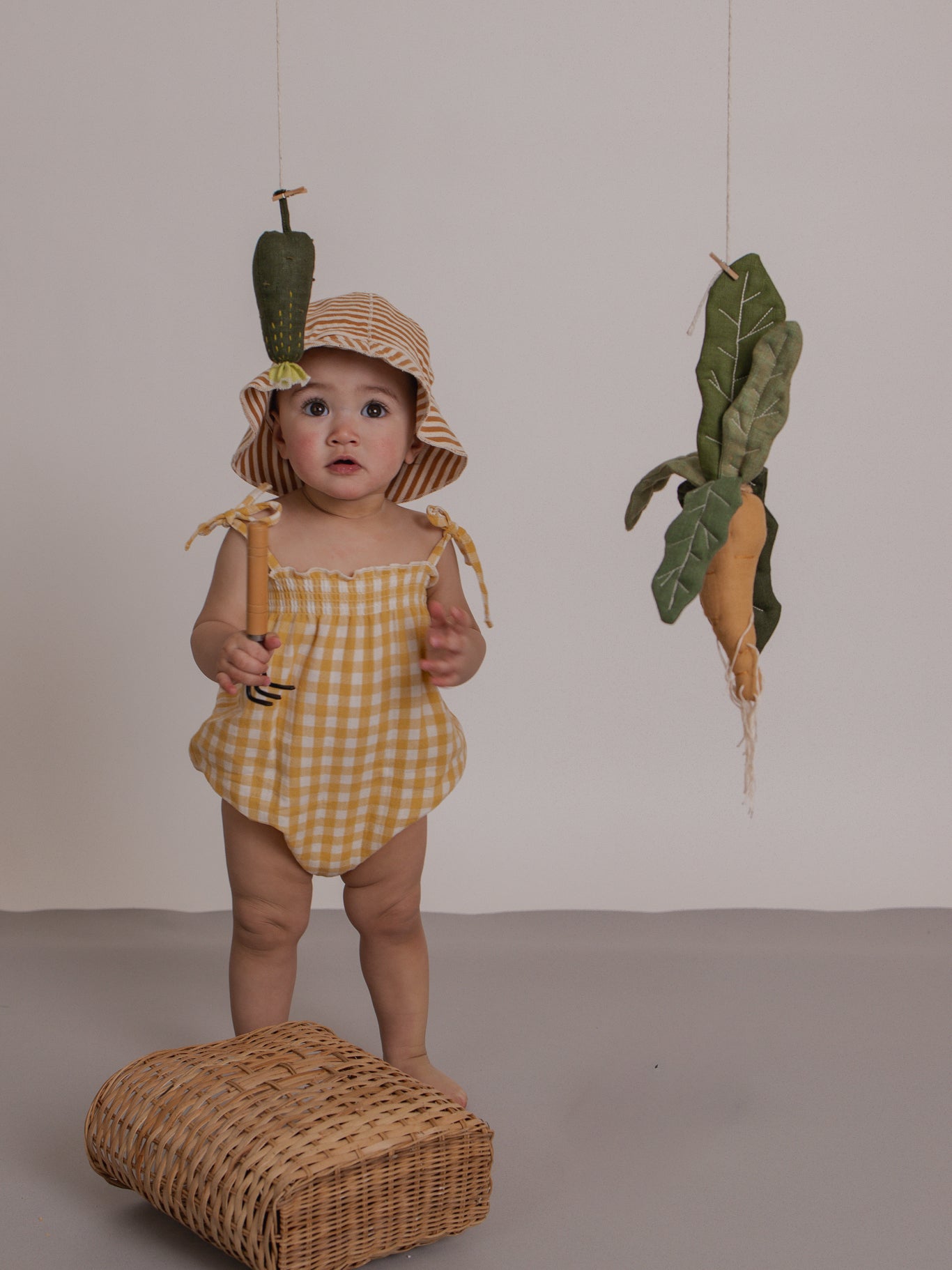 Baby honeycomb gingham spaghetti bodysuit, organic cotton, Organic Zoo