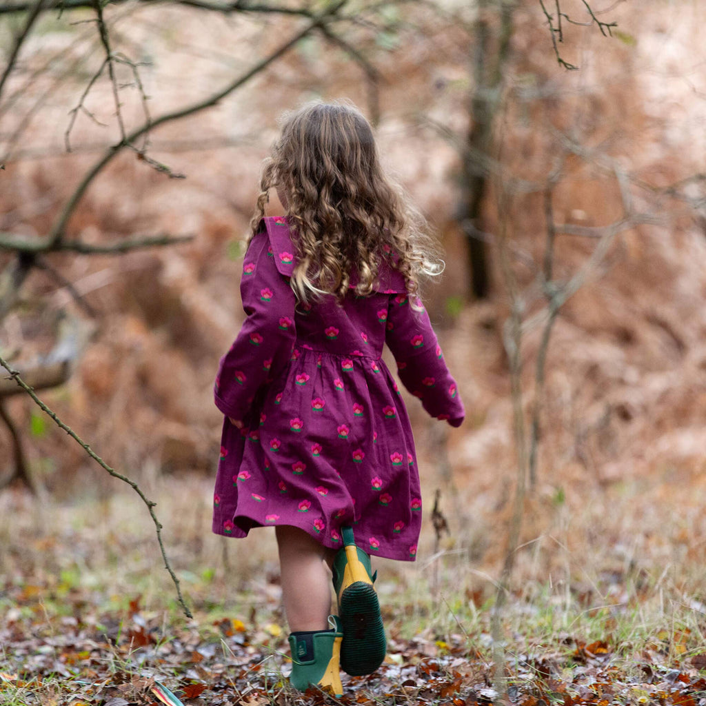 Little Green Radicals pink flowers sailor dress, organic girls' dress
