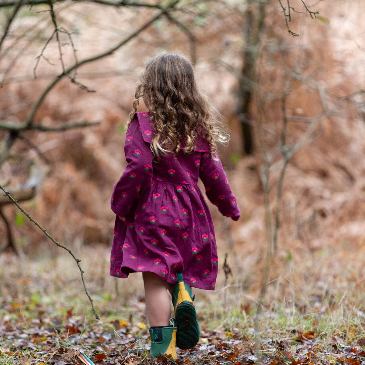 Little Green Radicals pink flowers sailor dress, organic girls' dress