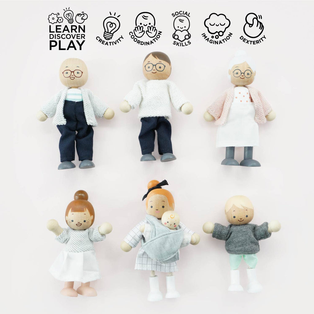 Le Toy Van wooden dolls house family, kids' pretend play figures