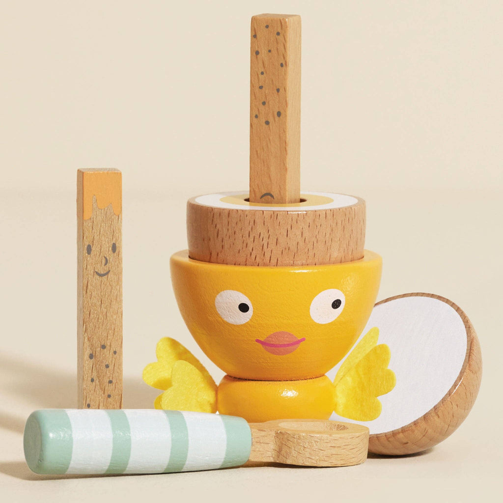 Le Toy Van wooden egg cup and soldiers, kids' breakfast play set