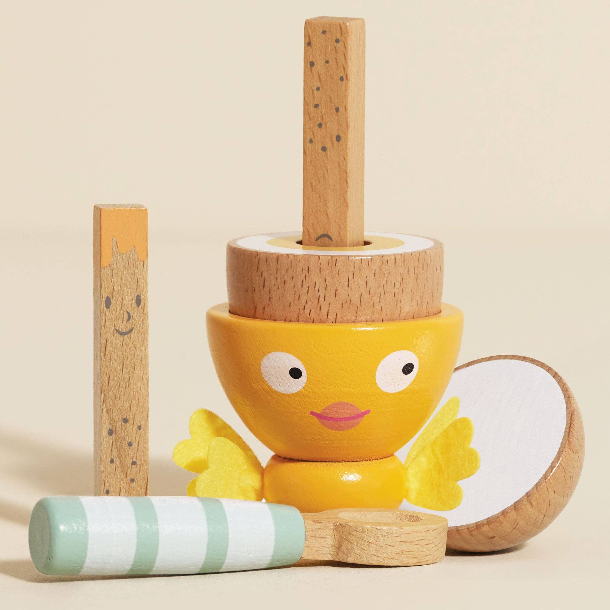 Le Toy Van wooden egg cup and soldiers, kids' breakfast play set