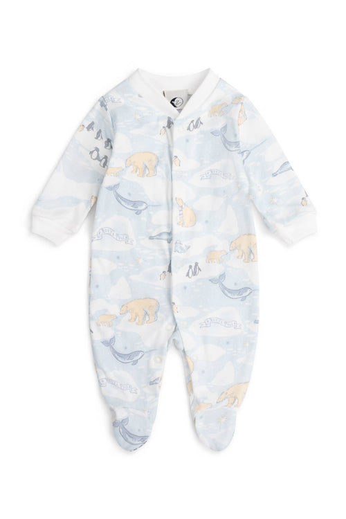 Baby sleepsuit in arctic print, children's babygrow, Sleepy Doe