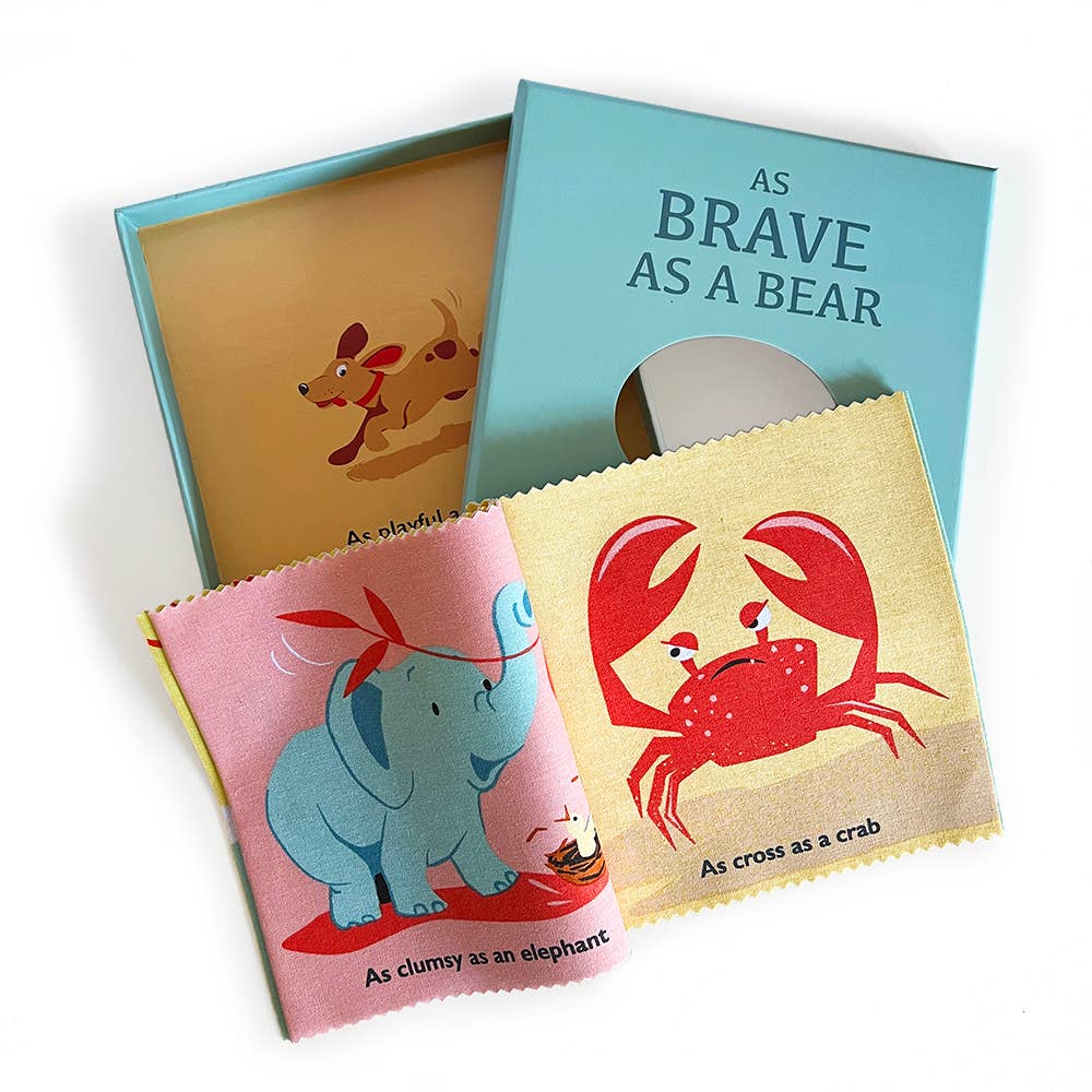 ThreadBear Brave As A Bear rag book, soft cloth book for babies